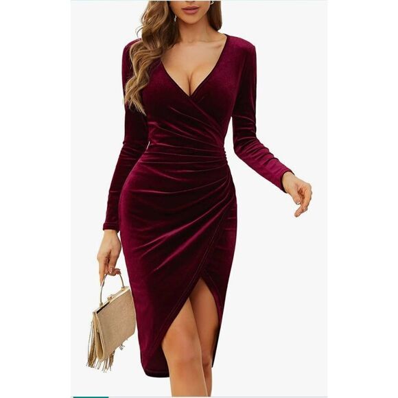 MWOT HUHOT WOMENS VELVET COCKTAIL/PARTY DRESS - Picture 2 of 7